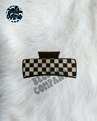 Black/Beige Checkered Hair Clip
