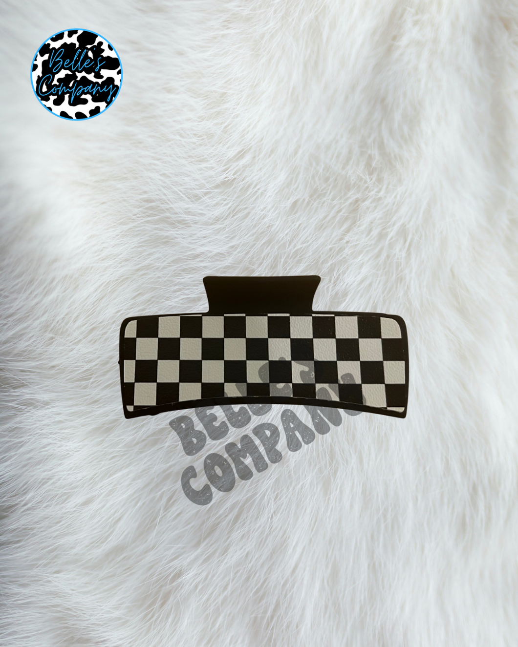 Black/Beige Checkered Hair Clip