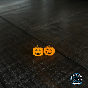 Glitter Pumpkin Stud Earrings - Small Face