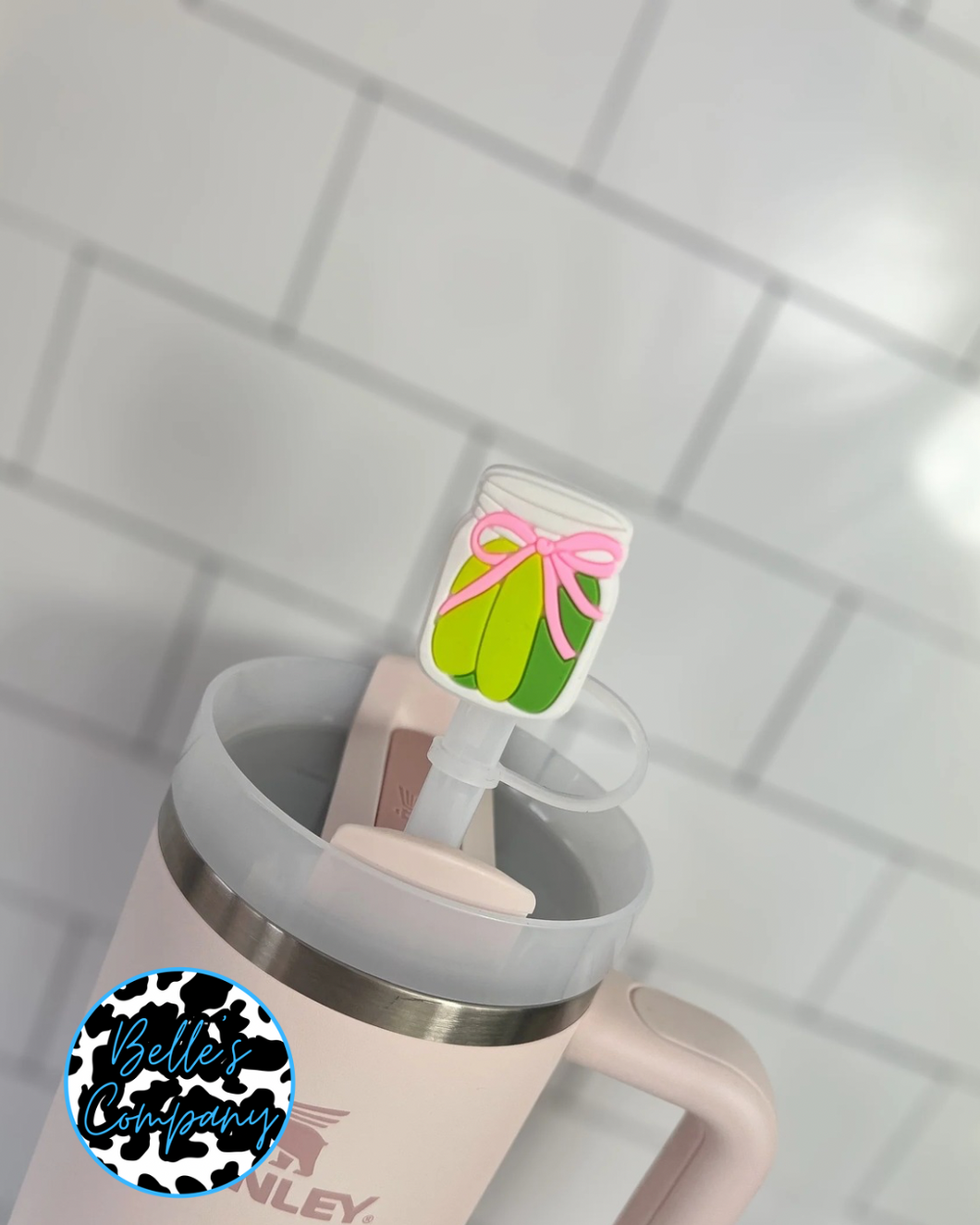 Pickle Jar With Bow - Straw Topper - 10mm