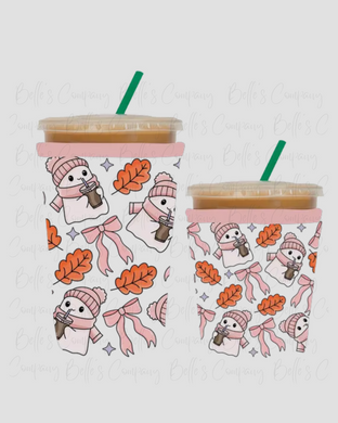 Fall Ghost Iced Drink Sleeve Koozie (No Handle)