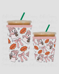 Fall Ghost Iced Drink Sleeve Koozie (No Handle)