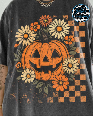 Floral Checkered Pumpkin - Oversized Print