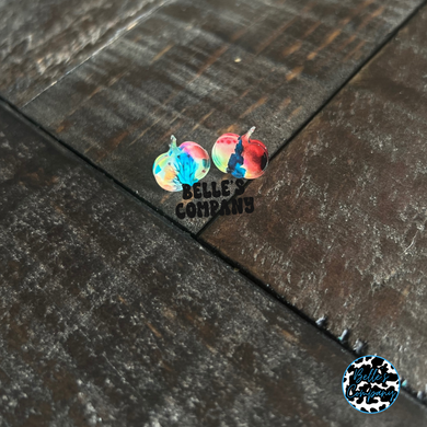 Colorful Watercolor Pumpkin Stud Earrings