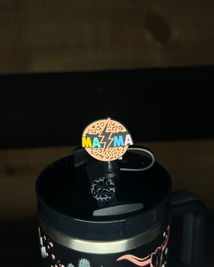 Leopard Mama Straw Topper (Teal A) - 10mm