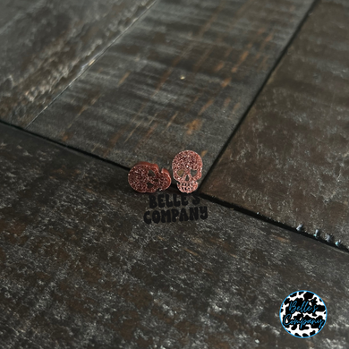 Skull Face Glitter Stud Earrings