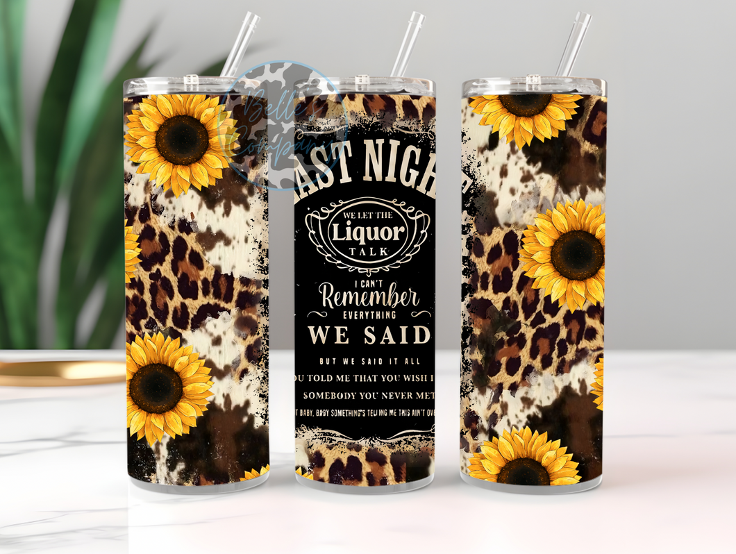 Last Night Tumbler - Leopard and Sunflowers