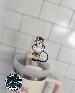 Chicken Cow Bow- Straw Topper - 10mm