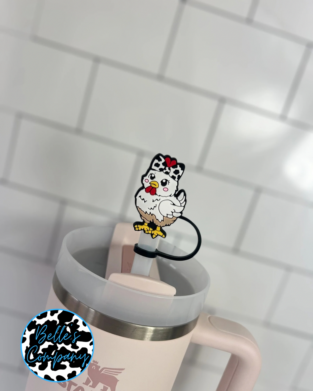 Chicken Cow Bow- Straw Topper - 10mm
