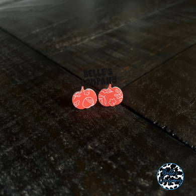 Fall Printed Pumpkin Stud Earrings