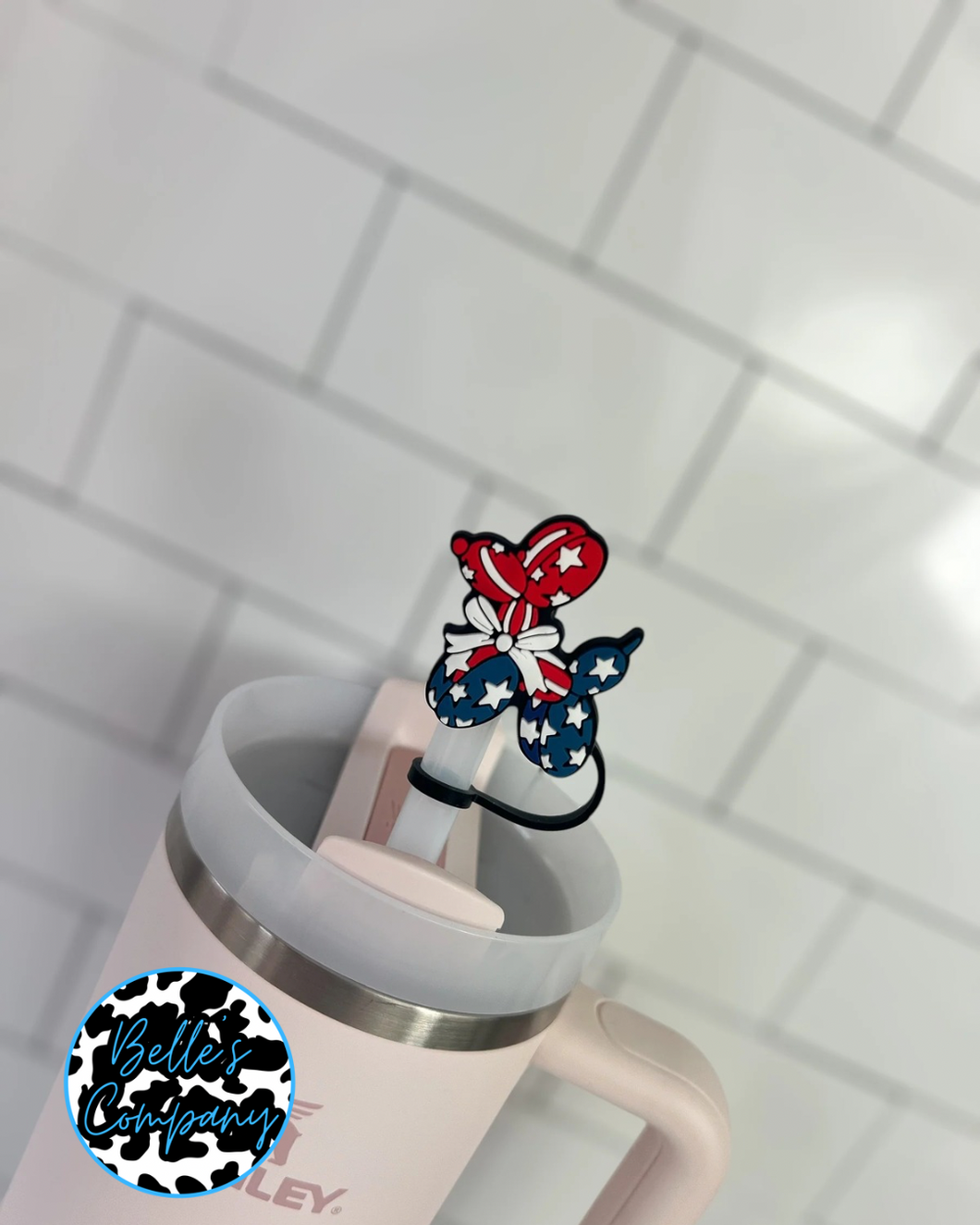 Patriotic Balloon Dog - Straw Topper - 10mm