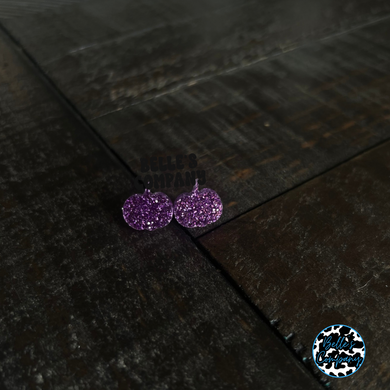 Purple Glitter Pumpkin Stud Earrings