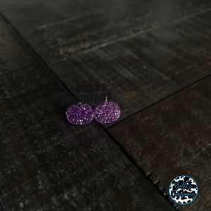 Purple Glitter Pumpkin Stud Earrings