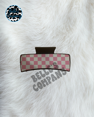 Pink Checkered Hair Clip