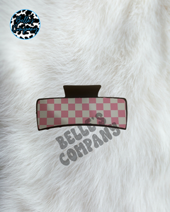 Pink Checkered Hair Clip