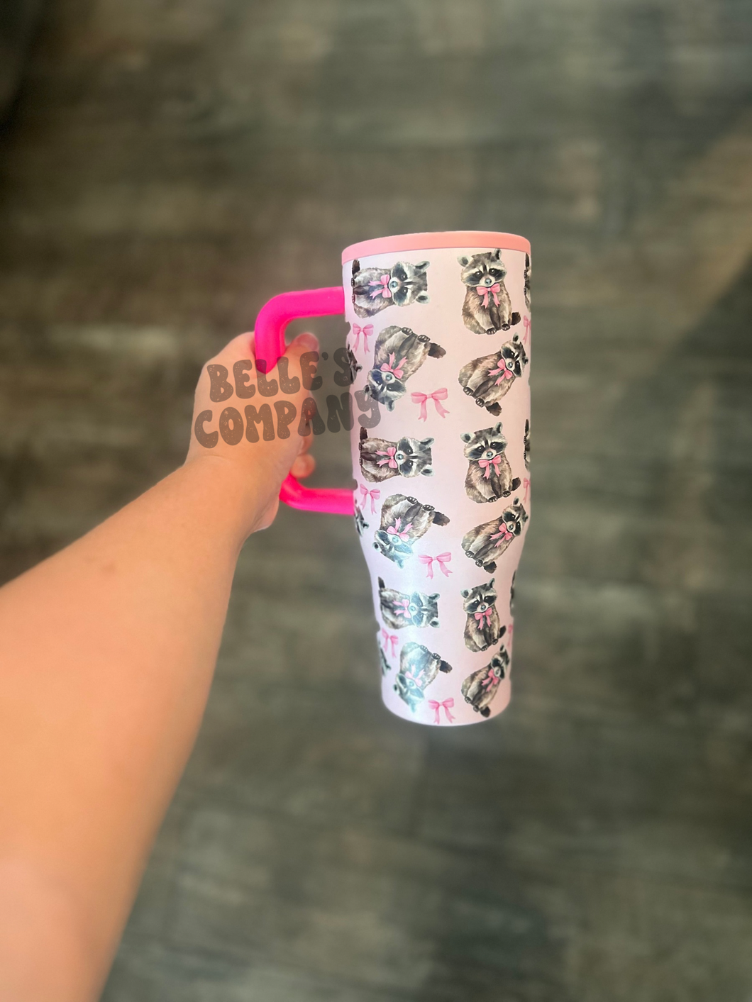 40oz Tumbler - Coquette Raccoon