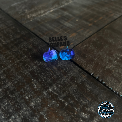 Blue Watercolor Pumpkin Stud Earrings