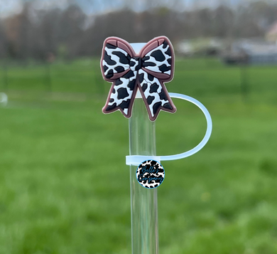Cow Print Coquette Bow - Straw Topper - 10mm