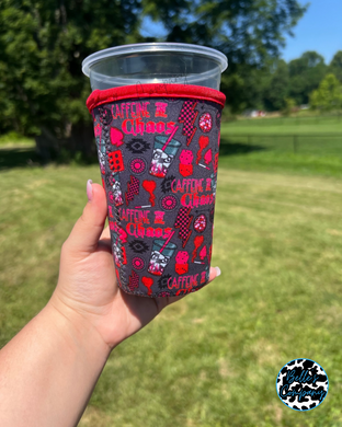 Caffeine and Chaos Iced Drink Sleeve Koozie (No Handle)