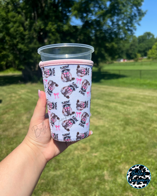 Raccoons and Pink Bows Iced Drink Sleeve Koozie (No Handle)