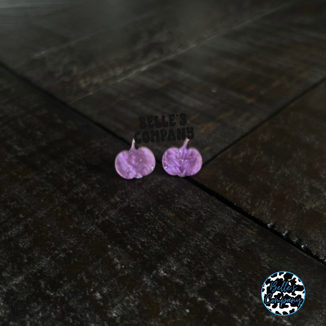 Purple Mix Pumpkin Stud Earrings