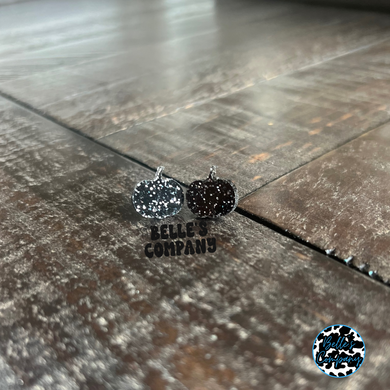 Black Glitter Pumpkin Stud Earrings