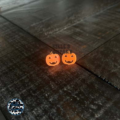 Orange Jack-O-Lantern Pumpkin Stud Earrings