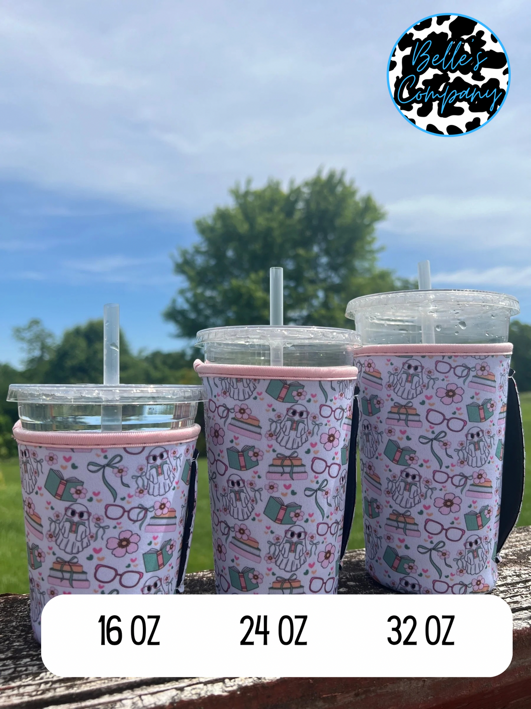 Bookish Ghost Iced Drink Sleeve Koozie