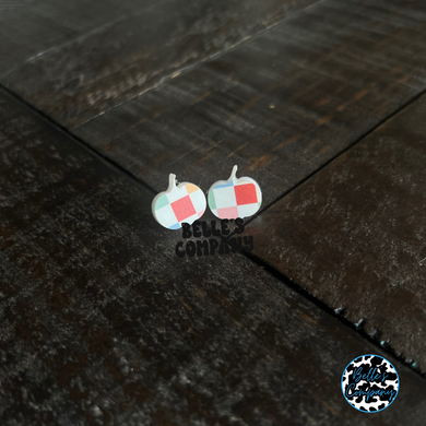 Checkered Pumpkin Stud Earrings