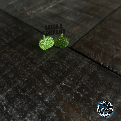 Green Apple Glitter Pumpkin Stud Earrings