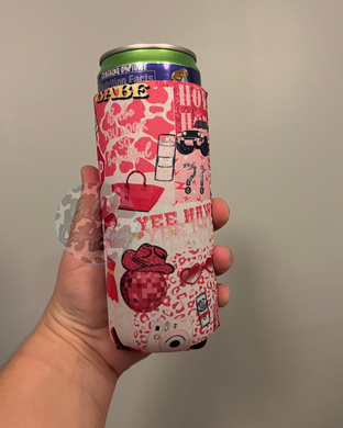 Pink Girly Slim Can Skinny Koozie