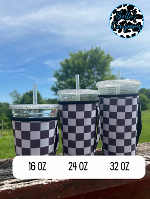 Checkered Iced Drink Sleeve Koozie