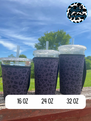 Black Leopard Iced Drink Sleeve Koozie