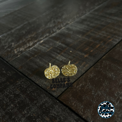 Gold Glitter Pumpkin Stud Earrings