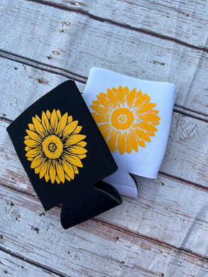Sunflower Can Koozie - White or Black