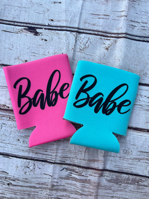 Pink/Teal Babe Can Koozie