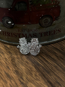 Silver Snowman Stud Earrings