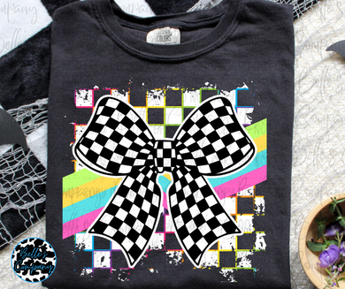 Checkered Neon Bow