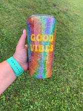 Load image into Gallery viewer, Good Vibes Glitter Tumbler 20oz
